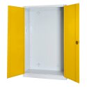 C+P HxWxD 195x120x50 cm, with Sheet Metal Double Doors Modular sports equipment cabinet Traffic Yellow (RAL 1023), Light grey (RAL 7035), Keyed to differ, Handle