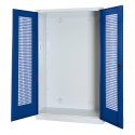 C+P HxWxD 195x120x50 cm, with Perforated Sheet Double Doors Modular sports equipment cabinet Gentian blue (RAL 5010), Light grey (RAL 7035), Keyed to differ, Handle