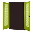 C+P HxWxD 195x120x50 cm, with Perforated Sheet Double Doors Modular sports equipment cabinet Clown Green (RAL 110 80 60), Anthracite (RAL 7021), Keyed to differ, Handle