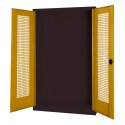 C+P HxWxD 195x120x50 cm, with Perforated Sheet Double Doors Modular sports equipment cabinet Golden Yellow (RAL 1004), Anthracite (RAL 7021), Keyed to differ, Handle