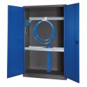 C+P HxWxD 195x120x50 cm, with Sheet Metal Double Doors Modular sports equipment cabinet Gentian blue (RAL 5010), Anthracite (RAL 7021), Keyed to differ, Handle