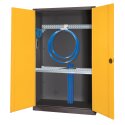 C+P HxWxD 195x120x50 cm, with Sheet Metal Double Doors Modular sports equipment cabinet Traffic Yellow (RAL 1023), Anthracite (RAL 7021), Keyed to differ, Handle