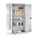 C+P with Drawers and Perforated Double Doors, H×W×D 195×120×50 cm Equipment Cupboard Light grey (RAL 7035), Light grey (RAL 7035), Keyed to differ, Handle