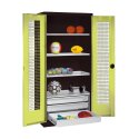 C+P with Drawers and Perforated Double Doors, H×W×D 195×120×50 cm Equipment Cupboard Clown Green (RAL 110 80 60), Anthracite (RAL 7021), Keyed to differ, Handle