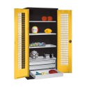 C+P with Drawers and Perforated Double Doors, H×W×D 195×120×50 cm Equipment Cupboard Traffic Yellow (RAL 1023), Anthracite (RAL 7021), Keyed to differ, Handle