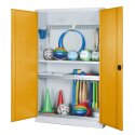 C+P HxWxD 195x120x50 cm, with Sheet Metal Double Doors Modular sports equipment cabinet Golden Yellow (RAL 1004), Light grey (RAL 7035), Keyed to differ, Handle