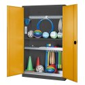 C+P HxWxD 195x120x50 cm, with Sheet Metal Double Doors Modular sports equipment cabinet Golden Yellow (RAL 1004), Anthracite (RAL 7021), Keyed to differ, Handle