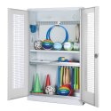 C+P HxWxD 195x120x50 cm, with Perforated Metal Double Doors Modular sports equipment cabinet Light grey (RAL 7035), Light grey (RAL 7035), Keyed to differ, Handle