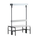 Sypro for Damp Areas with Double-Sided Backrest Changing Room Bench 1.01 m, Without shoe shelf, Anthracite (RAL 7016)