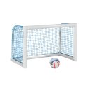 Sport-Thieme White, Powder-Coated "Professional Compact" Mini Football Goal 1.20×0.80 m, Incl. net, blue (mesh size 4.5 cm)