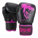 Super Pro "Warrior" Boxing Gloves Black/pink, 12 oz