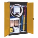 C+P with metal double doors (type 1), HxWxD 195x120x50 cm Equipment Cupboard Golden Yellow (RAL 1004), Anthracite (RAL 7021), Keyed to differ, Ergo-Lock recessed handle