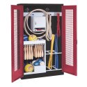 C+P Sports equipment cabinet Ruby red (RAL 3003), Anthracite (RAL 7021), Ergo-Lock recessed handle, Keyed to differ