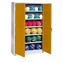 C+P HxWxD 195x120x50 cm, with Sheet Metal Wing Doors (type 3) Ball Cabinet Golden Yellow (RAL 1004), Light grey (RAL 7035), Keyed to differ, Ergo-Lock recessed handle