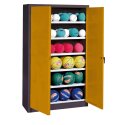 C+P HxWxD 195x120x50 cm, with Sheet Metal Wing Doors (type 3) Ball Cabinet Golden Yellow (RAL 1004), Anthracite (RAL 7021), Keyed to differ, Ergo-Lock recessed handle