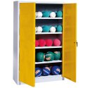 C+P HxWxD 195×150×50 cm, with Metal Double Doors (type 3) Ball Cabinet Traffic Yellow (RAL 1023), Light grey (RAL 7035), Keyed to differ, Ergo-Lock recessed handle