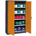C+P Type 3, (with Metal Double Doors, H×W×D: 195×150×50 cm) Ball Cabinet Yellow orange (RAL 2000), Anthracite (RAL 7021), Keyed to differ, Ergo-Lock recessed handle