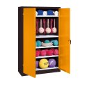 C+P Sports equipment cabinet Yellow orange (RAL 2000), Anthracite (RAL 7021), Keyed to differ, Ergo-Lock recessed handle