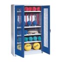 C+P Sports equipment cabinet Gentian blue (RAL 5010), Light grey (RAL 7035), Keyed to differ, Ergo-Lock recessed handle