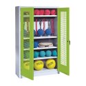 C+P with perforated metal double doors (type 2), HxWxD 195x120x50 cm Equipment Cupboard Clown Green (RAL 110 80 60), Light grey (RAL 7035), Keyed to differ, Ergo-Lock recessed handle