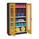 C+P with perforated metal double doors (type 2), HxWxD 195x120x50 cm Equipment Cupboard Golden Yellow (RAL 1004), Anthracite (RAL 7021), Keyed to differ, Ergo-Lock recessed handle