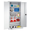C+P with Drawers and Sheet Metal Double Doors (type 4), H×W×D 195×120×50 cm Equipment Cupboard Light grey (RAL 7035), Light grey (RAL 7035), Keyed to differ, Ergo-Lock recessed handle