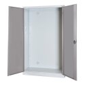 C+P HxWxD 195x120x50 cm, with Sheet Metal Double Doors Modular sports equipment cabinet Light grey (RAL 7035), Light grey (RAL 7035), Keyed to differ, Ergo-Lock recessed handle