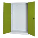 C+P HxWxD 195x120x50 cm, with Sheet Metal Double Doors Modular sports equipment cabinet Clown Green (RAL 110 80 60), Light grey (RAL 7035), Keyed to differ, Ergo-Lock recessed handle