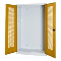 C+P HxWxD 195x120x50 cm, with Perforated Sheet Double Doors Modular sports equipment cabinet Golden Yellow (RAL 1004), Light grey (RAL 7035), Keyed to differ, Ergo-Lock recessed handle