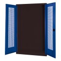 C+P HxWxD 195x120x50 cm, with Perforated Sheet Double Doors Modular sports equipment cabinet Gentian blue (RAL 5010), Anthracite (RAL 7021), Keyed to differ, Ergo-Lock recessed handle