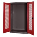 C+P HxWxD 195x120x50 cm, with Perforated Sheet Double Doors Modular sports equipment cabinet Ruby red (RAL 3003), Anthracite (RAL 7021), Keyed to differ, Ergo-Lock recessed handle