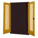 C+P HxWxD 195x120x50 cm, with Perforated Sheet Double Doors Modular sports equipment cabinet Golden Yellow (RAL 1004), Anthracite (RAL 7021), Keyed to differ, Ergo-Lock recessed handle