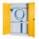 C+P HxWxD 195x120x50 cm, with Sheet Metal Double Doors Modular sports equipment cabinet Traffic Yellow (RAL 1023), Light grey (RAL 7035), Keyed to differ, Ergo-Lock recessed handle