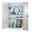 C+P HxWxD 195x120x50 cm, with Sheet Metal Double Doors Modular sports equipment cabinet Light grey (RAL 7035), Light grey (RAL 7035), Keyed to differ, Ergo-Lock recessed handle