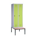 C+P "S 3000 Evolo", Compartment width 40 cm, with Bench Locker Clown Green (RAL 110 80 60), 209x80x50 cm, 2 compartments, 209x80x50 cm, Clown Green (RAL 110 80 60), 2 compartments