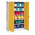 C+P HxWxD 195x120x50 cm, with Sheet Metal Wing Doors (type 3) Ball Cabinet Traffic Yellow (RAL 1023), Anthracite (RAL 7021), Keyed alike, Handle