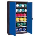C+P Type 3, (with Metal Double Doors, H×W×D: 195×150×50 cm) Ball Cabinet Gentian blue (RAL 5010), Anthracite (RAL 7021), Keyed alike, Handle