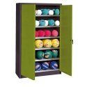 C+P Type 3, (with Metal Double Doors, H×W×D: 195×150×50 cm) Ball Cabinet Viridian green (RDS 110 80 60), Anthracite (RAL 7021), Keyed alike, Handle