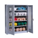 Ball Cabinet, HxWxD 195x150x50 cm, with Perforated Metal Double Doors (type 3) Light grey (RAL 7035), Light grey (RAL 7035), Keyed alike, Handle