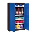 C+P with metal double doors (type 2), HxWxD 195x120x50 cm Equipment Cupboard Gentian blue (RAL 5010), Anthracite (RAL 7021), Keyed alike, Handle