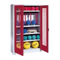 C+P Sports equipment cabinet Ruby red (RAL 3003), Light grey (RAL 7035), Keyed alike, Handle