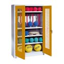 C+P with perforated metal double doors (type 2), HxWxD 195x120x50 cm Equipment Cupboard Golden Yellow (RAL 1004), Light grey (RAL 7035), Keyed alike, Handle