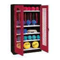 C+P Sports equipment cabinet Ruby red (RAL 3003), Anthracite (RAL 7021), Keyed alike, Handle