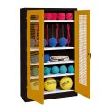 C+P with perforated metal double doors (type 2), HxWxD 195x120x50 cm Equipment Cupboard Golden Yellow (RAL 1004), Anthracite (RAL 7021), Keyed alike, Handle