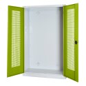 C+P HxWxD 195x120x50 cm, with Perforated Sheet Double Doors Modular sports equipment cabinet Clown Green (RAL 110 80 60), Light grey (RAL 7035), Keyed alike, Handle