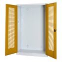 C+P HxWxD 195x120x50 cm, with Perforated Sheet Double Doors Modular sports equipment cabinet Golden Yellow (RAL 1004), Light grey (RAL 7035), Keyed alike, Handle