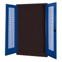 C+P HxWxD 195x120x50 cm, with Perforated Sheet Double Doors Modular sports equipment cabinet Gentian blue (RAL 5010), Anthracite (RAL 7021), Keyed alike, Handle
