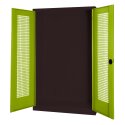 C+P HxWxD 195x120x50 cm, with Perforated Sheet Double Doors Modular sports equipment cabinet Clown Green (RAL 110 80 60), Anthracite (RAL 7021), Keyed alike, Handle