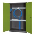 C+P HxWxD 195x120x50 cm, with Sheet Metal Double Doors Modular sports equipment cabinet Clown Green (RAL 110 80 60), Anthracite (RAL 7021), Keyed alike, Handle