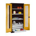 C+P with Drawers and Perforated Double Doors, H×W×D 195×120×50 cm Equipment Cupboard Golden Yellow (RAL 1004), Anthracite (RAL 7021), Keyed alike, Handle